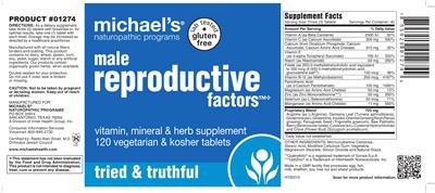 Photo of the Michael's Naturopathic Programs Male Reproductive Factors label
