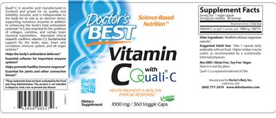 Photo of the Doctor's Best Vitamin C 1000 mg label