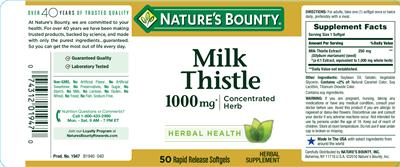Photo of the Nature's Bounty Milk Thistle 1000 mg label
