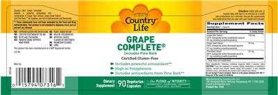 Photo of the Country Life Grape Complete Includes Pine Bark label