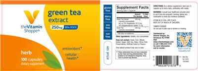 Photo of the The Vitamin Shoppe Green Tea Extract 250 mg label