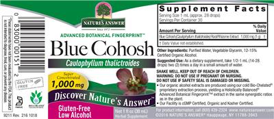 Photo of the Nature's Answer Blue Cohosh 1,000 mg label