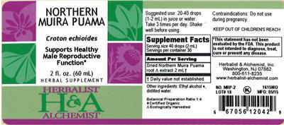 Photo of the Herbalist & Alchemist Northern Muira Puama label