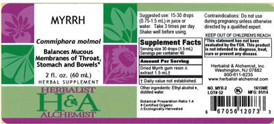 Photo of the Herbalist & Alchemist Myrrh label