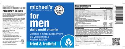 Photo of the Michael's Naturopathic Programs For Men Daily Multi Vitamin label