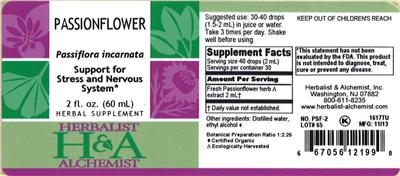 Photo of the Herbalist & Alchemist Passionflower label
