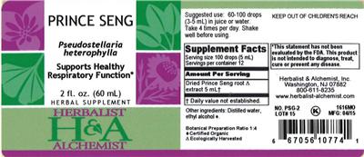 Photo of the Herbalist & Alchemist Prince Seng label