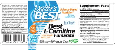 Photo of the Doctor's Best Best L-Carnitine Fumarate label