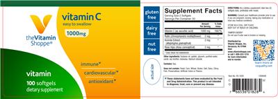 Photo of the The Vitamin Shoppe Vitamin C 1000 mg label