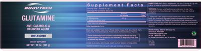 Photo of the BodyTech Glutamine Unflavored label