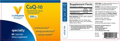 Photo of the The Vitamin Shoppe CoQ-10 200 mg label