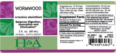 Photo of the Herbalist & Alchemist Wormwood label