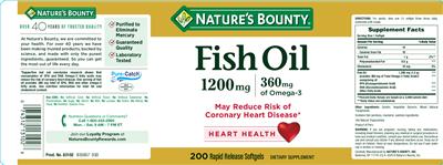 Photo of the Nature's Bounty Fish Oil 1200 mg label