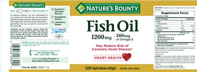 Photo of the Nature's Bounty Fish Oil 1200 mg label