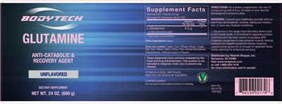 Photo of the BodyTech Glutamine Unflavored label