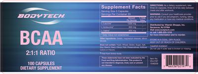 Photo of the BodyTech BCAA label