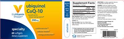 Photo of the The Vitamin Shoppe Ubiquinol CoQ-10 200 mg label