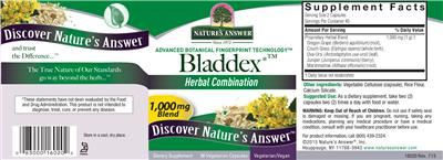Photo of the Nature's Answer Bladdex label