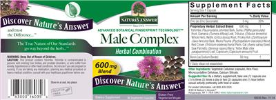 Photo of the Nature's Answer Male Complex label