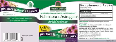 Photo of the Nature's Answer Echinacea & Astragalus label