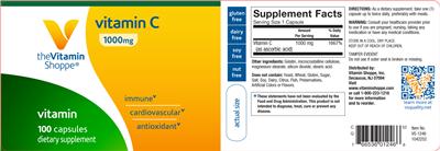 Photo of the The Vitamin Shoppe Vitamin C 1000 mg label