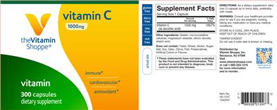 Photo of the The Vitamin Shoppe Vitamin C 1000 mg label