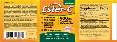 Photo of the American Health Ester-C with Citrus Bioflavonoids label