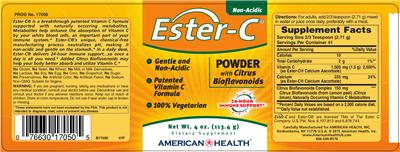 Photo of the American Health Ester-C Powder With Citrus Bioflavonoids label