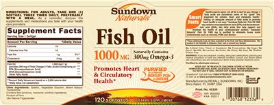 Photo of the Sundown Naturals Fish Oil 1000 mg label