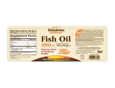 Photo of the Sundown Naturals Fish Oil 1000 mg label