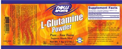 Photo of the NOW Sports L-Glutamine Powder label