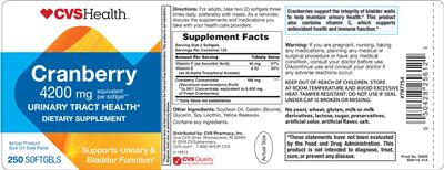 Photo of the CVS Health Cranberry label
