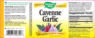 Photo of the Nature's Way Cayenne Garlic label