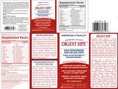 Photo of the American Health Digest HPE label