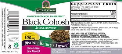 Photo of the Nature's Answer Black Cohosh 100 mg label