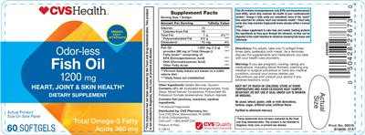 Photo of the CVS Health Odor-Less Fish Oil 1200 mg label