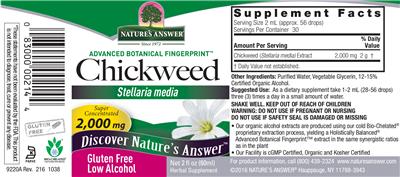 Photo of the Nature's Answer Chickweed 2,000 mg label