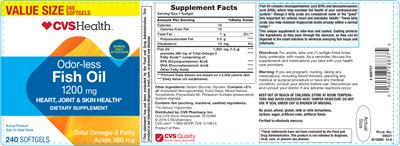 Photo of the CVS Health Oder-Less Fish Oil 1200 mg label