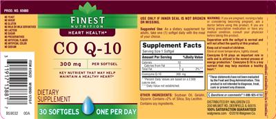 Photo of the Finest Nutrition CO Q-10 300 mg label