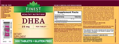 Photo of the Finest Nutrition DHEA 25 mg label