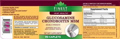 Photo of the Finest Nutrition Glucosamine Chondroitin MSM label