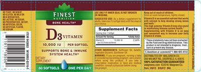 Photo of the Finest Nutrition D3 Vitamin 10,000 IU label