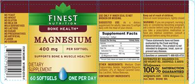Photo of the Finest Nutrition Magnesium 400 mg label