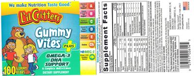 Photo of the L'il Critters Gummy Vites Plus Omega-3 DHA Support label