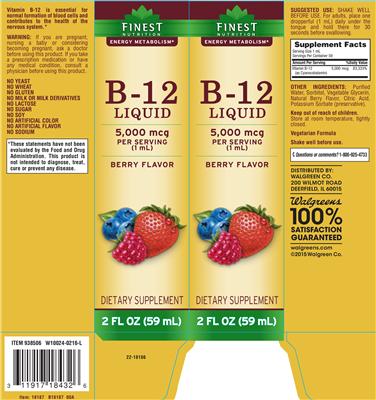 Photo of the Finest Nutrition B-12 Liquid 5,000 mcg Berry Flavor label
