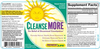 Photo of the Renew Life CleanseMORE label