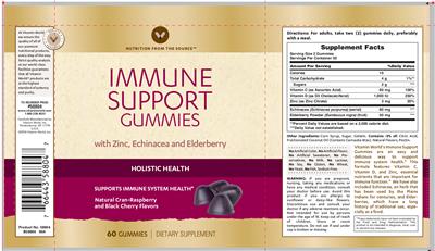 Photo of the Vitamin World Immune Support Gummies With Zinc, Echinacea And Elderberry label