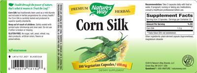 Photo of the Nature's Way Corn Silk label