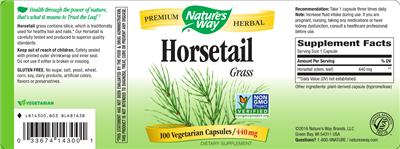 Photo of the Nature's Way Horsetail Grass label