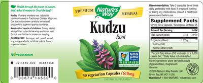 Photo of the Nature's Way Kudzu Root label